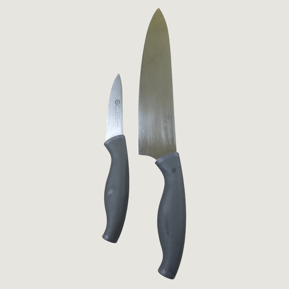 Made By Design 2pc Knife Set 8" Chef & 3.5" Paring Stainless Steel Grey Handle
